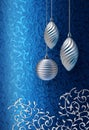 Blue Christmas brocade silver decoration Royalty Free Stock Photo