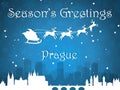 Blue Christmas City Panorama Postcard from Prague Royalty Free Stock Photo