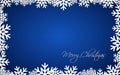 Blue Christmas gift card, Merry Christmas snowflake background with space for your wishes, modern holiday