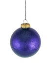 Blue christmas glass ball on white background