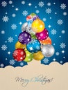 Blue christmas greeting with tree shaped decorations Royalty Free Stock Photo