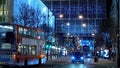 Blue Christmas lights Oxford Street London - LONDON, ENGLAND - DECEMBER 10, 2019 Royalty Free Stock Photo