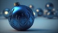 a blue christmas ornament surrounded by blue balls and snowflakes. Royalty Free Stock Photo