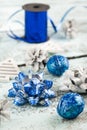 Blue Christmas ribbon Royalty Free Stock Photo