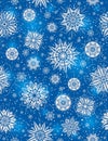 Blue Christmas seamless pattern background with snowflakes Royalty Free Stock Photo