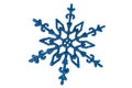 Blue christmas snowflake isolated on spruce background.