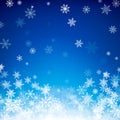 Blue Christmas snowflakes background. Falling white snowflakes on blue background. Vector illustration Royalty Free Stock Photo