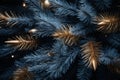 a blue christmas tree with gold ornaments Royalty Free Stock Photo