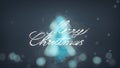 Blue christmas tree and handwritten holiday greetings 3D rendering