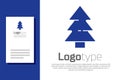 Blue Christmas tree icon isolated on white background. Merry Christmas and Happy New Year. Logo design template element Royalty Free Stock Photo