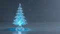 A blue Christmas tree made of crystal sits on a table Royalty Free Stock Photo