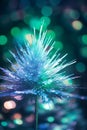 a blue christmas tree with sparkly lights in the background Royalty Free Stock Photo