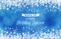 Blue Christmas winter background with greeting text and frame of snowflakes Royalty Free Stock Photo