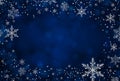 Blue Christmas winter background with snowflakes