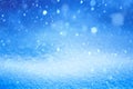 Blue Christmas Winter landscape with falling snow Royalty Free Stock Photo