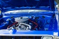Blue chrome auto car engine