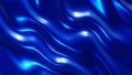 Blue chrome metal texture with waves, liquid metallic