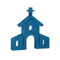 Blue Church building icon isolated on transparent background. Christian Church. Religion of church.