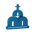 Blue Church building icon isolated on transparent background. Christian Church. Religion of church.