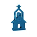 Blue Church building icon isolated on transparent background. Christian Church. Religion of church.
