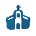 Blue Church building icon isolated on transparent background. Christian Church. Religion of church.