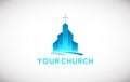 Blue church christian cross logo icon design