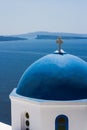 Blue Church Cupola in Santorini, Greece Royalty Free Stock Photo