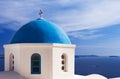 Blue church dome in Santorini, Greece Royalty Free Stock Photo