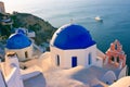 Blue Church Domes, Greece Royalty Free Stock Photo