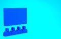 Blue Cinema auditorium with screen icon isolated on blue background. Minimalism concept. 3d illustration 3D render Royalty Free Stock Photo