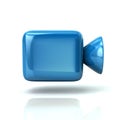 Blue cinema camera icon 3d illustration