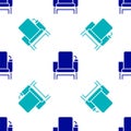 Blue Cinema chair icon isolated seamless pattern on white background. Vector Illustration Royalty Free Stock Photo