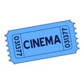 Blue Cinema Ticket Flat Icon on White