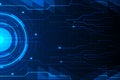 Blue circle and circuit line on abstract technology futuristic hud background vector design. Royalty Free Stock Photo