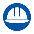 Blue Circle with Construction Hard Hat Icon for Safety Signage Design Royalty Free Stock Photo