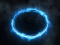 A blue circle with fire in it Royalty Free Stock Photo