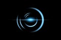 Blue circle of firework. Shining lights in motion on black sky. Ring of fire, abstract background. Royalty Free Stock Photo