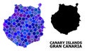 Blue Circle Mosaic Map of Gran Canaria Royalty Free Stock Photo
