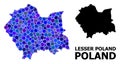 Blue Circle Mosaic Map of Lesser Poland Province