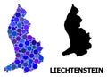 Blue Circle Mosaic Map of Liechtenstein