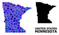 Blue Circle Mosaic Map of Minnesota State Royalty Free Stock Photo