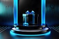 Blue Circle pedestal in eleglance luxuary for product presentation Ai generated