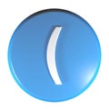 Blue circle push button with the open parenthesis symbol - 3D rendering illustration Royalty Free Stock Photo