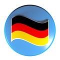 Blue circle push button German flag - 3D rendering illustration