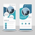 Blue Circle roll up business brochure flyer banner design , cover presentation abstract geometric background, modern publication Royalty Free Stock Photo