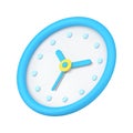 Blue circle wall watch 3d icon vector illustration