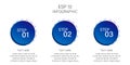 Blue circles infographics. Three steps.