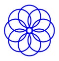 8 blue circles mandala vector icon. eight blue circles icon