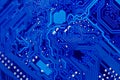 Blue circuit board background of computer motherboard,Electronic computer hardware technology.Integrated communication processor. Royalty Free Stock Photo