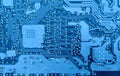 Blue circuit board close-up